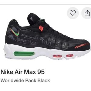 Nike Air Max 95 (Rare) Worldwide Pack Black Mens 8 Womens 9.5 EUC